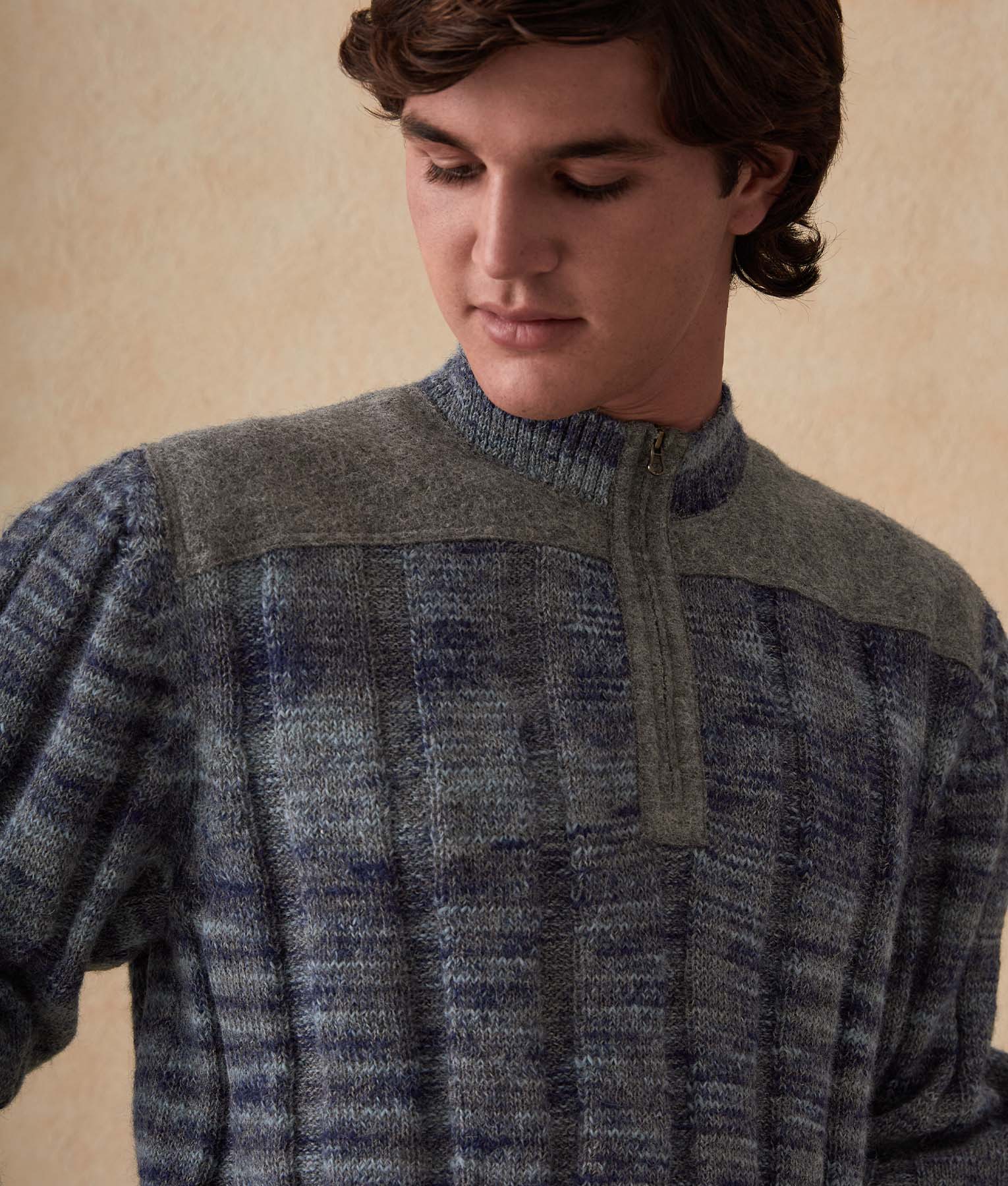 Men's Half-Zipped Ribbed Sweater - Image 3