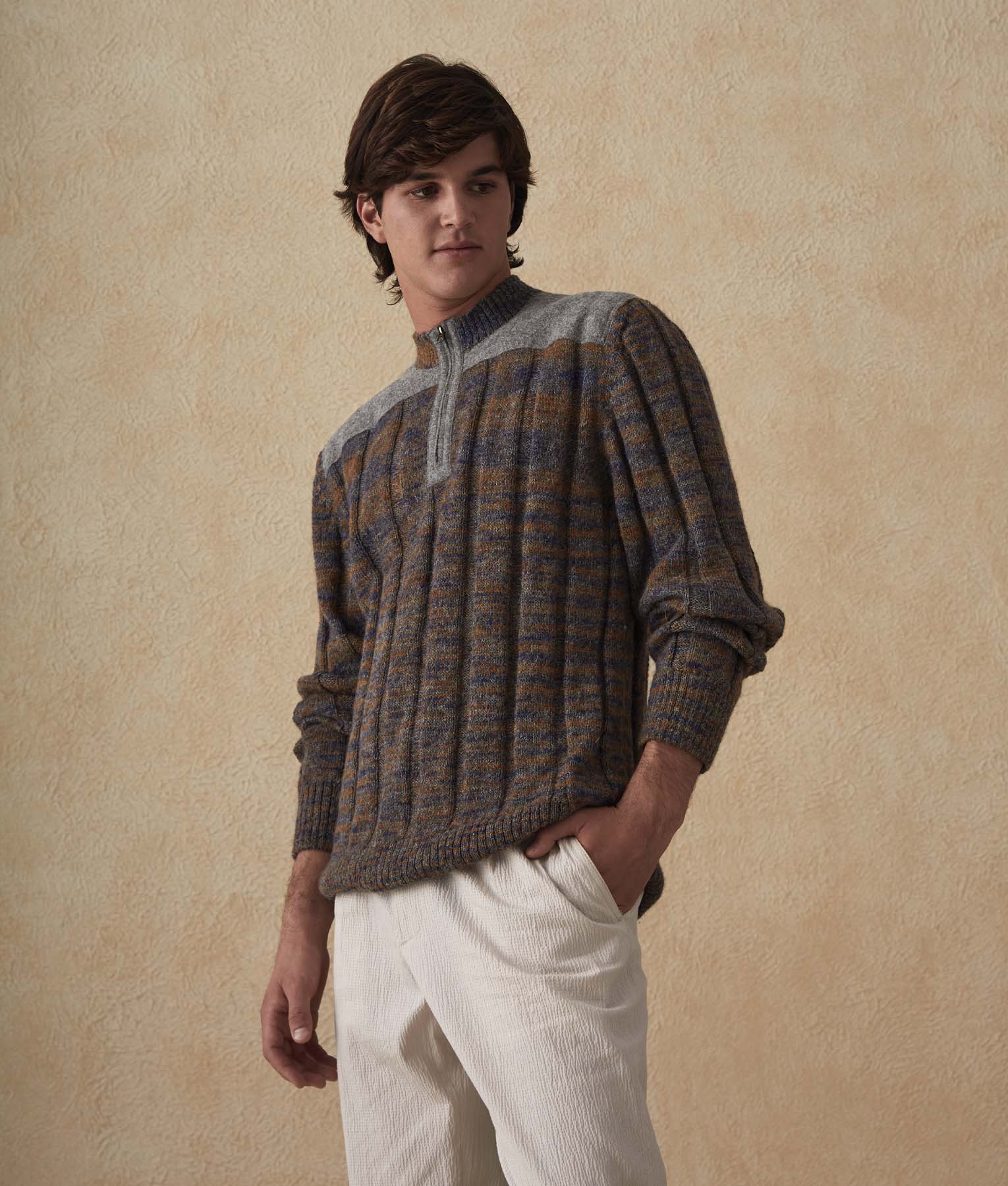 Men's Half-Zipped Ribbed Sweater - Image 5