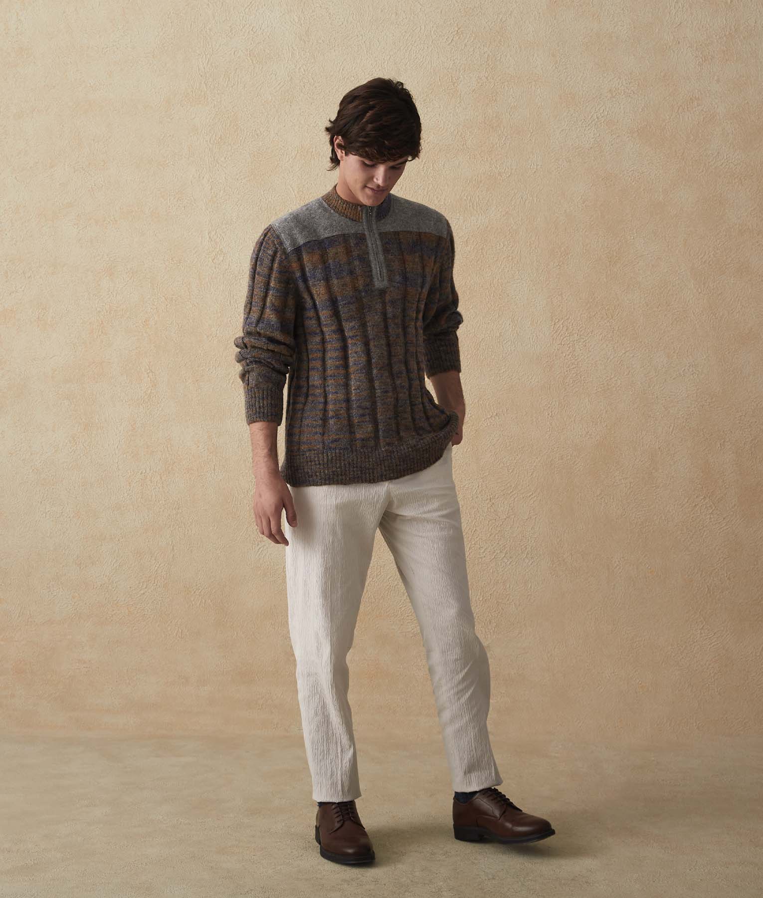 Men's Half-Zipped Ribbed Sweater - Image 6