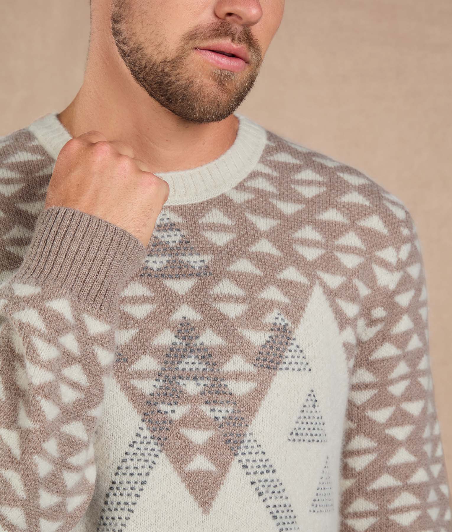 Natural Beige and Bright White Sweater - Image 2