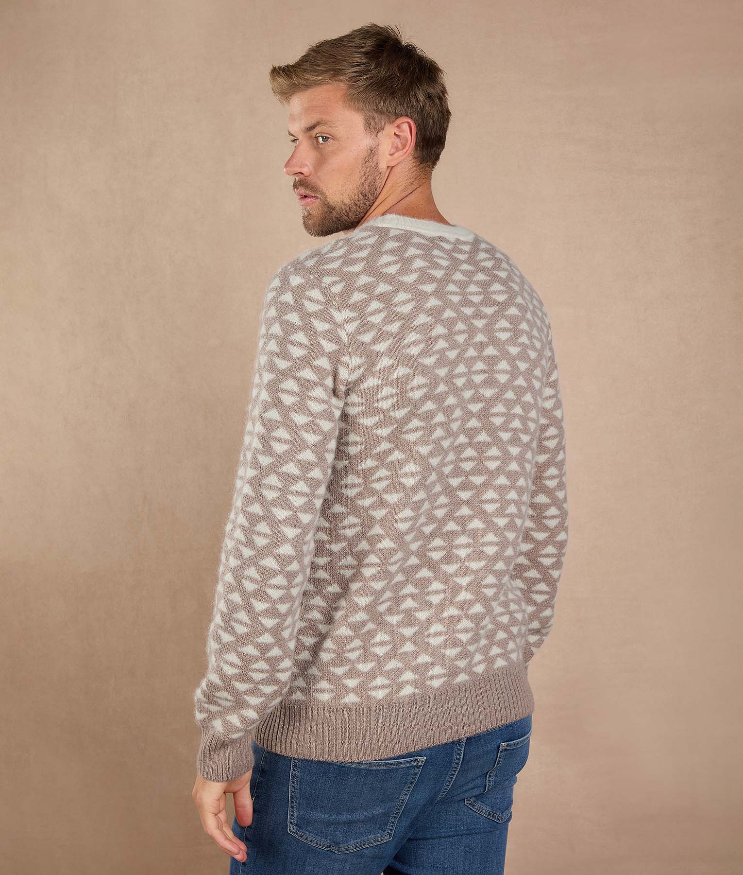 Natural Beige and Bright White Sweater - Image 3