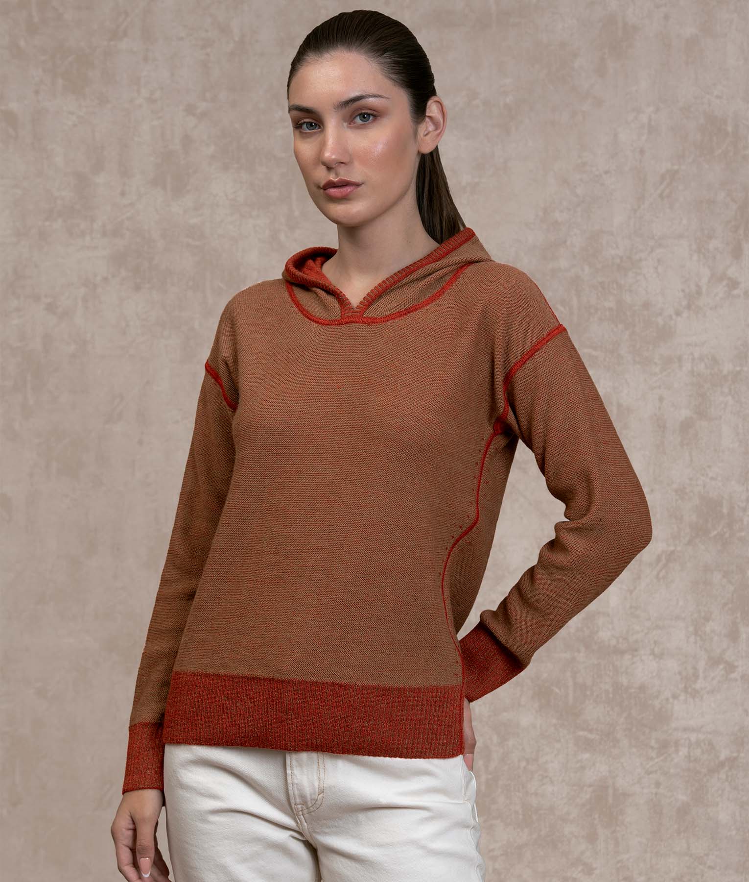 Oversize Sweater - Mocha And Bossa Nova Bisque - Image 2