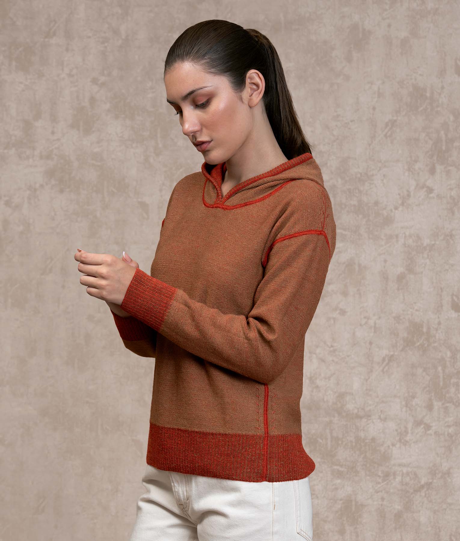 Oversize Sweater - Mocha And Bossa Nova Bisque - Image 3
