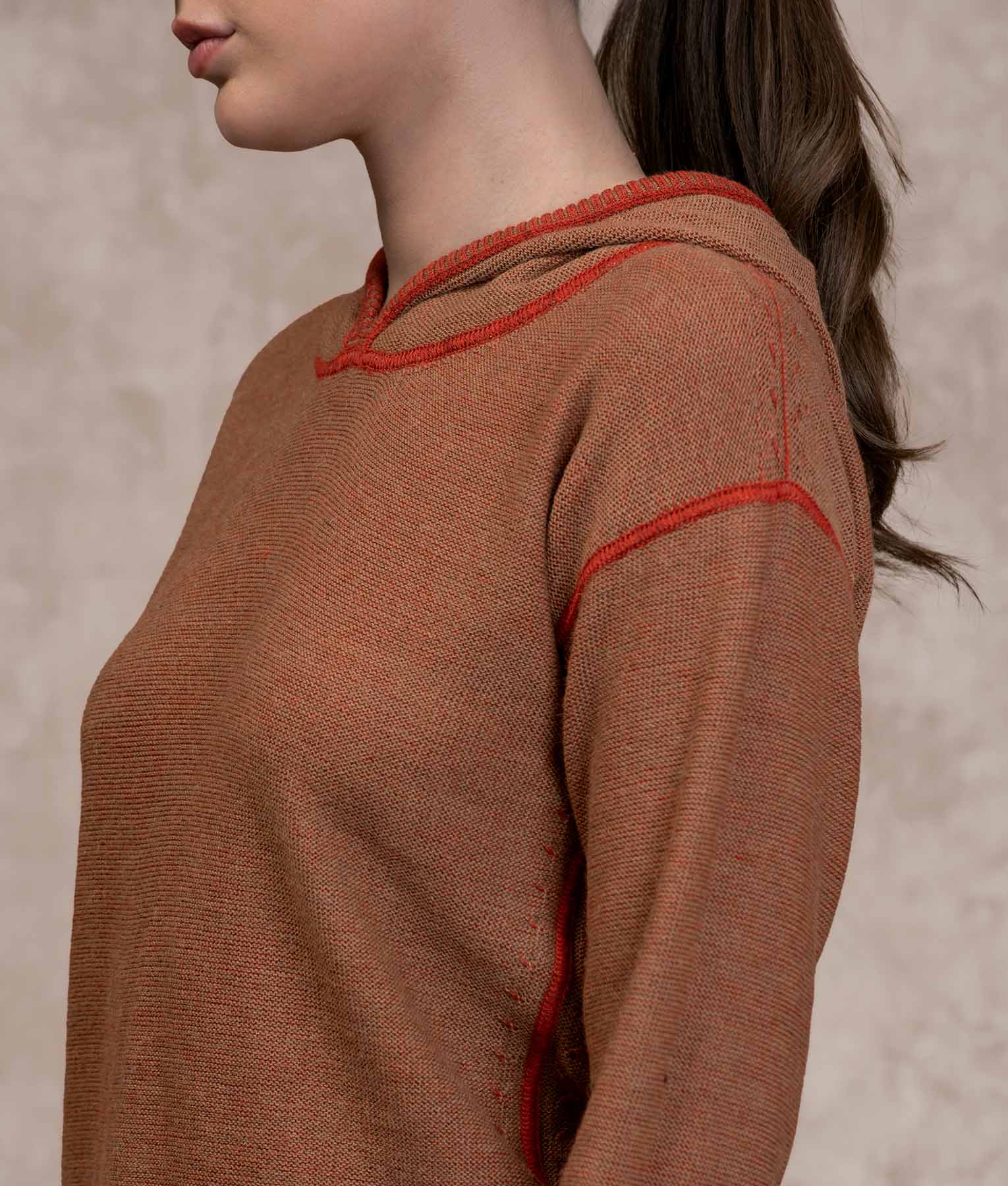 Oversize Sweater - Mocha And Bossa Nova Bisque - Image 6