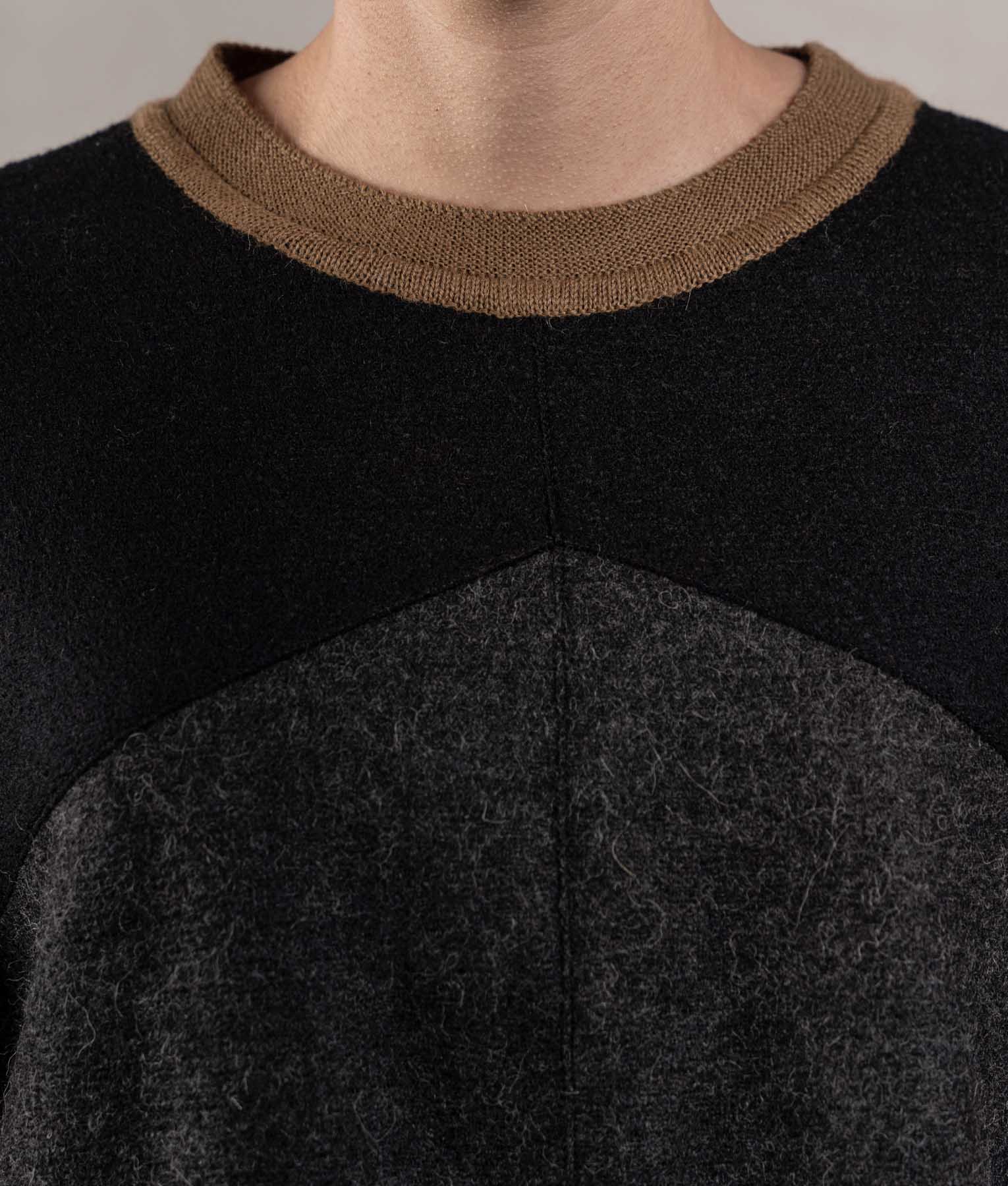 Patch & Links Crew Neck Sweater - Black And Toasted Brown - Image 2