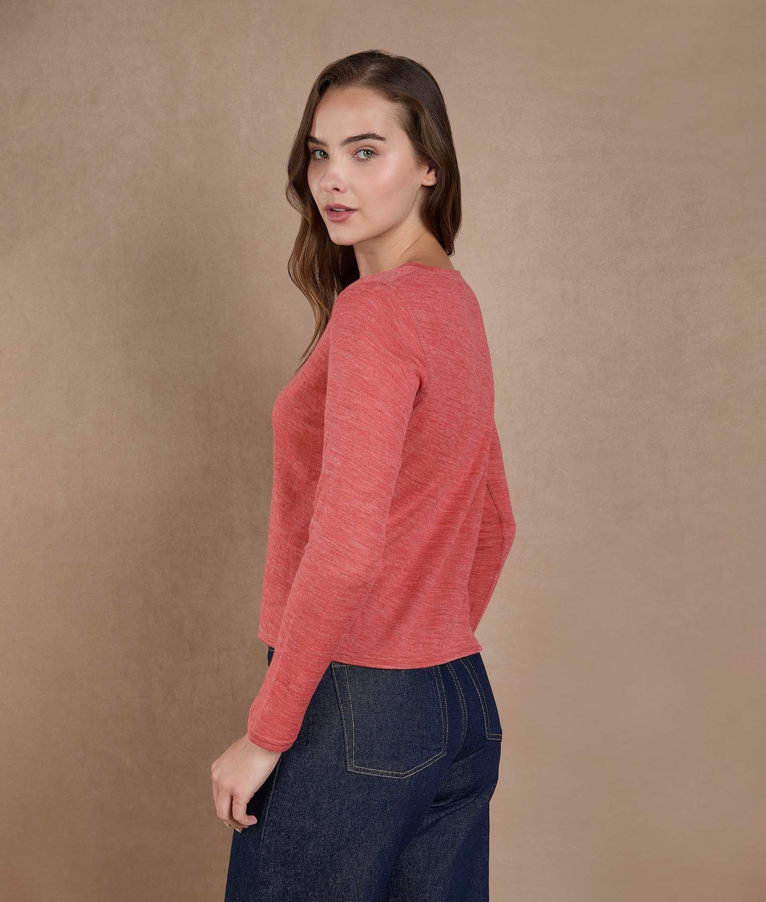 Peach Bloom V-Neck Reversible Sweater - Image 2