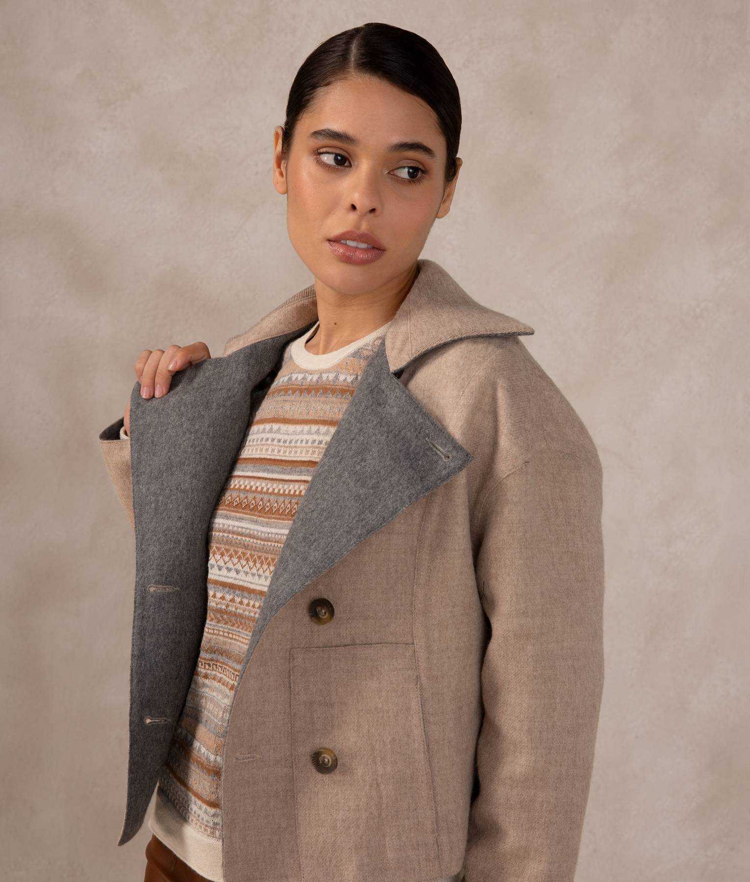 Reversible Baby Alpaca Short Jacket - Image 2