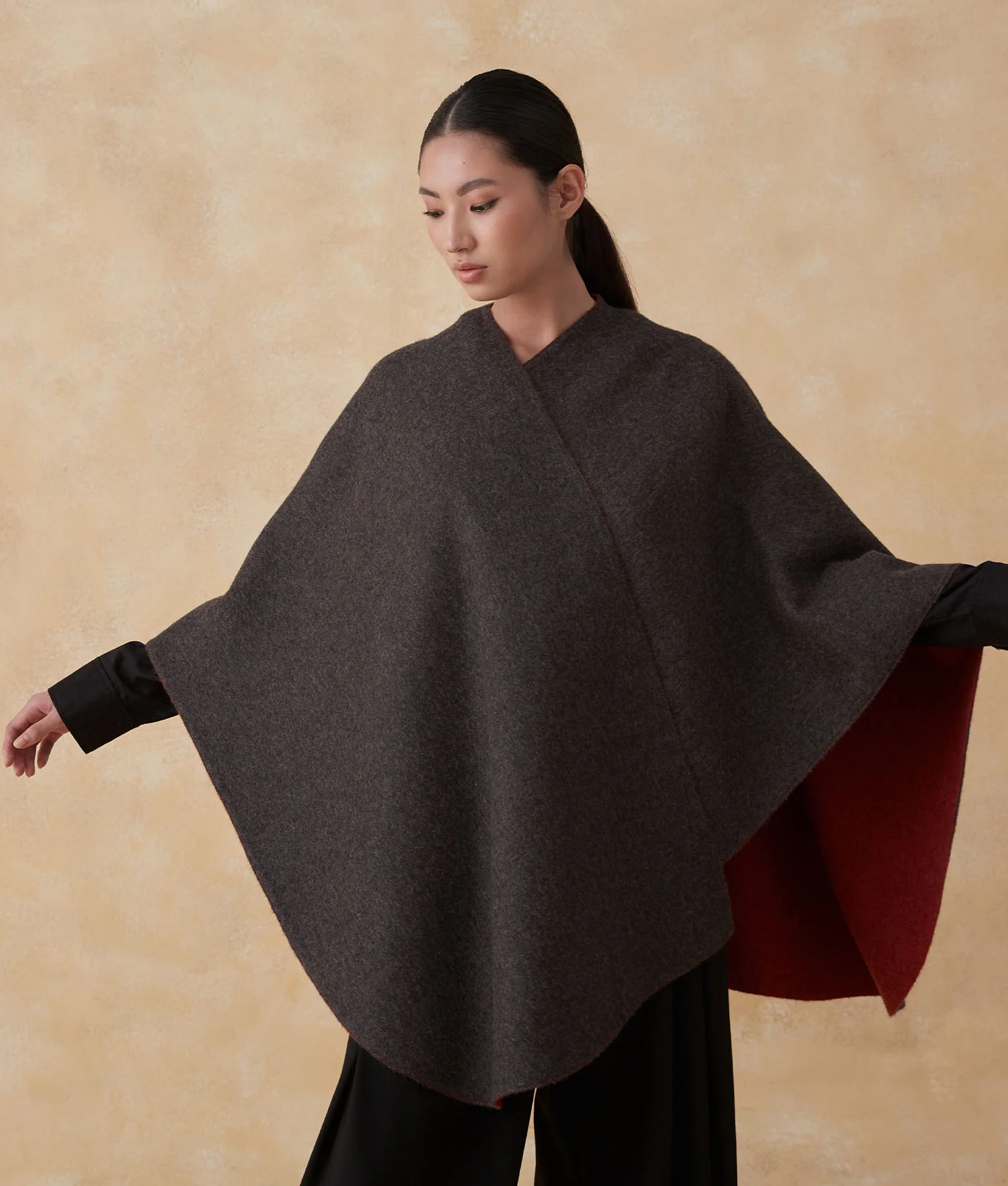 Reversible Soft Cape - Frost Gray And Mars Red - Image 2