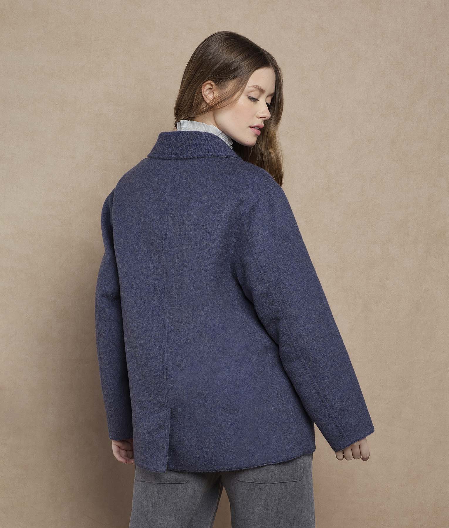 Reversible Women'S Short Coat - mood indigo and grey - Image 3