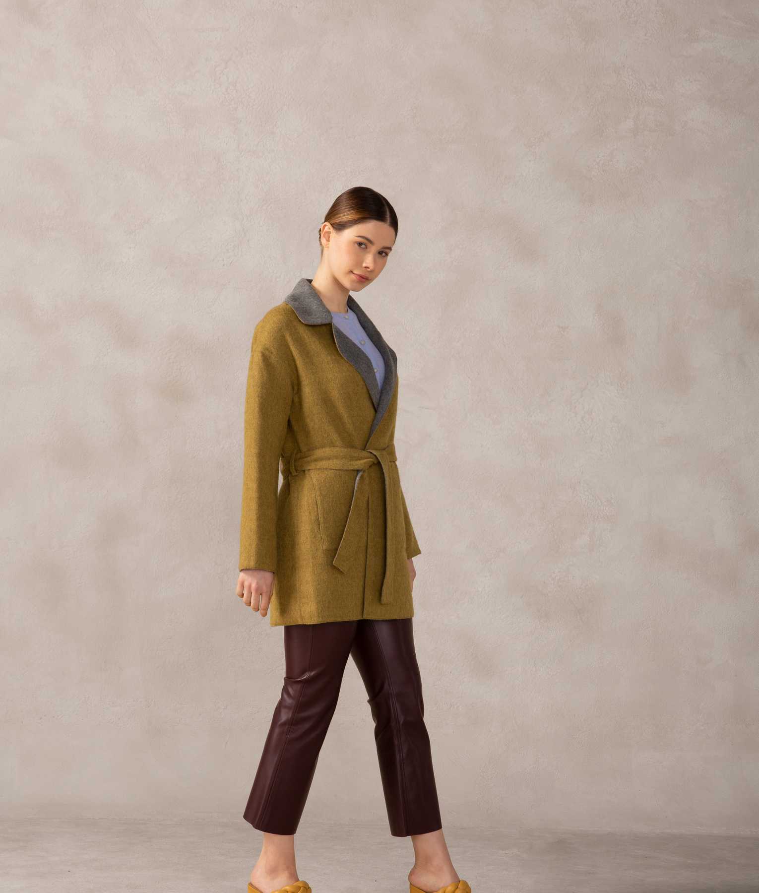 Reversible Wrap Coat - Gadget Gray And Olivenite - Image 2