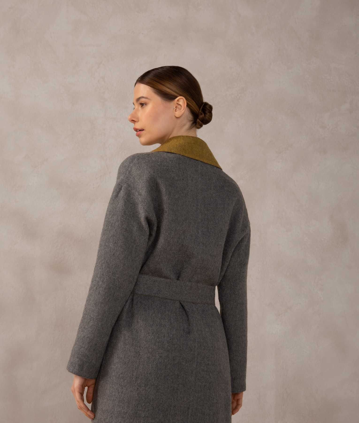 Reversible Wrap Coat - Gadget Gray And Olivenite - Image 4