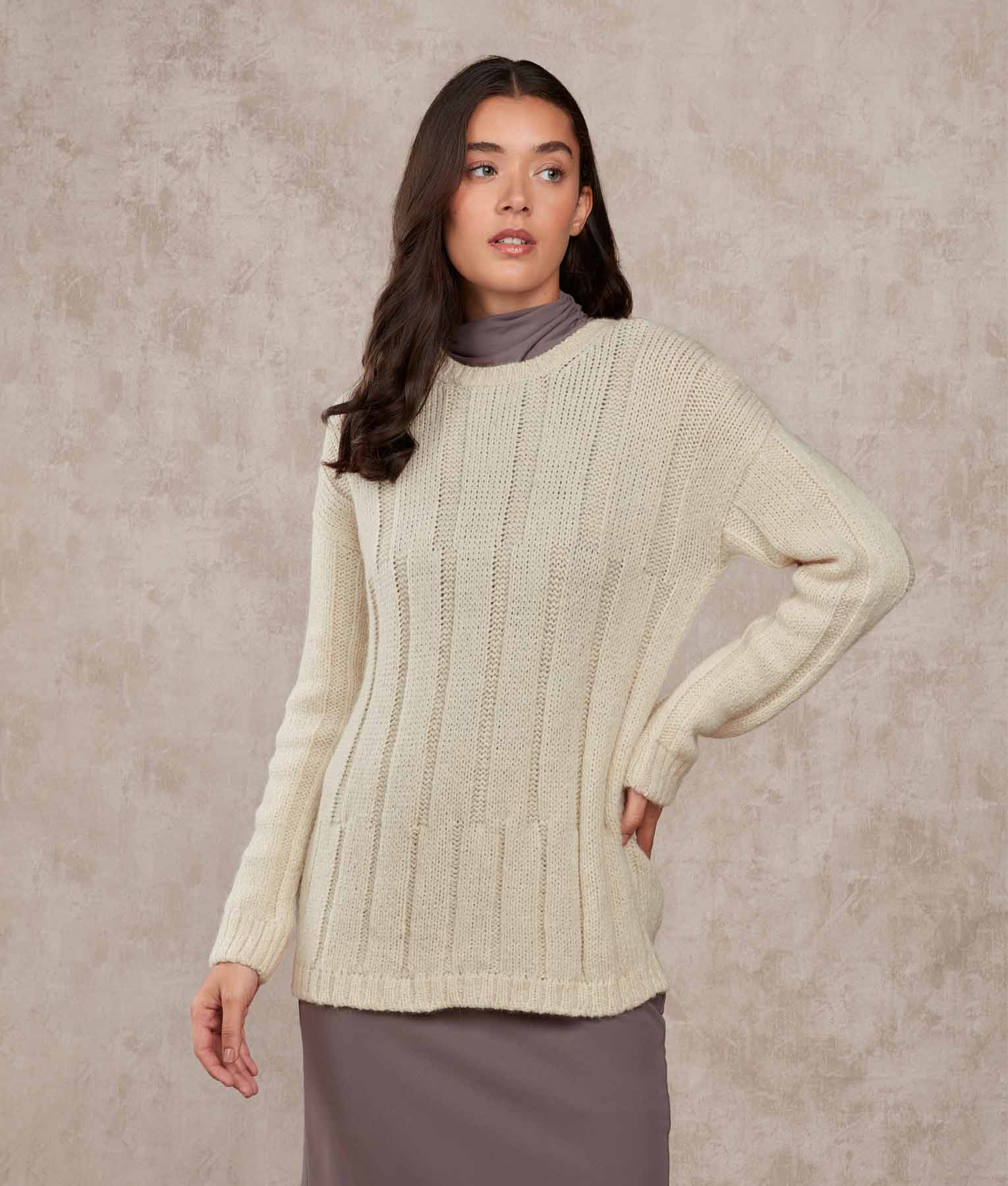 Ribbed Long Sweater - Image 3