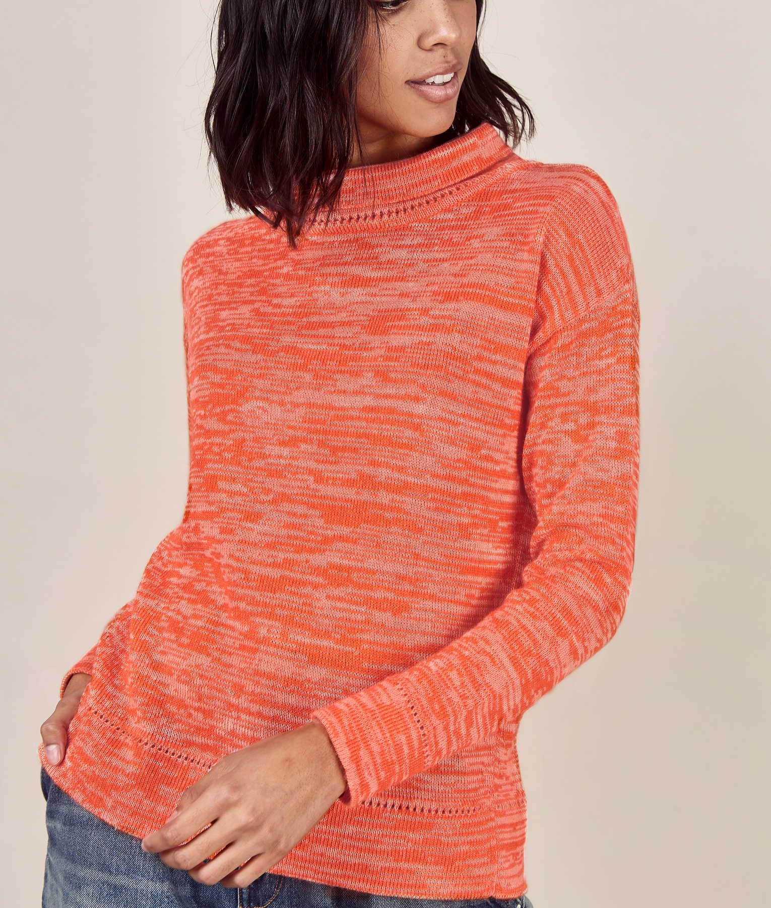 Square One Sweater - Antique White And Orange - Image 2