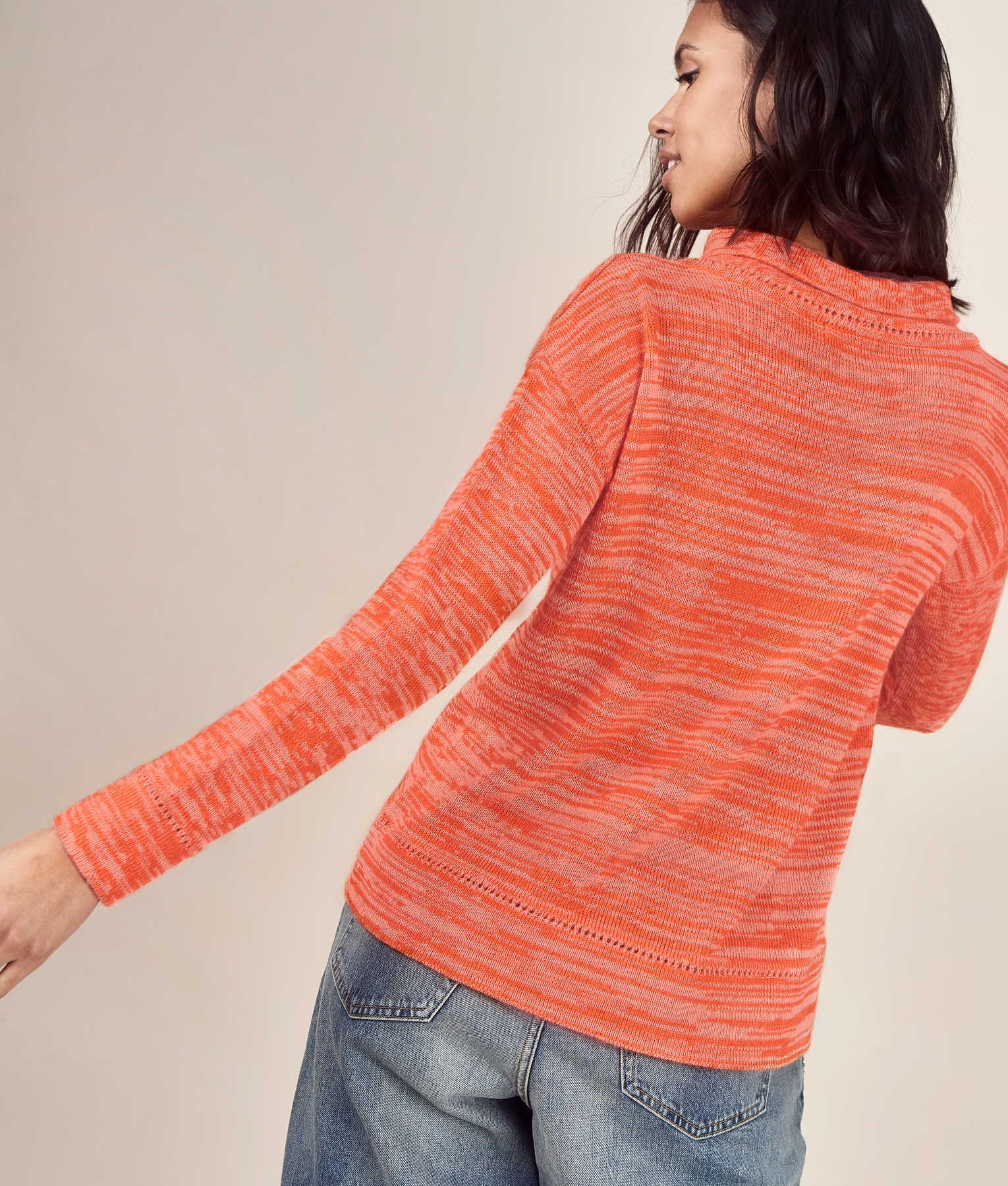 Square One Sweater - Antique White And Orange - Image 3