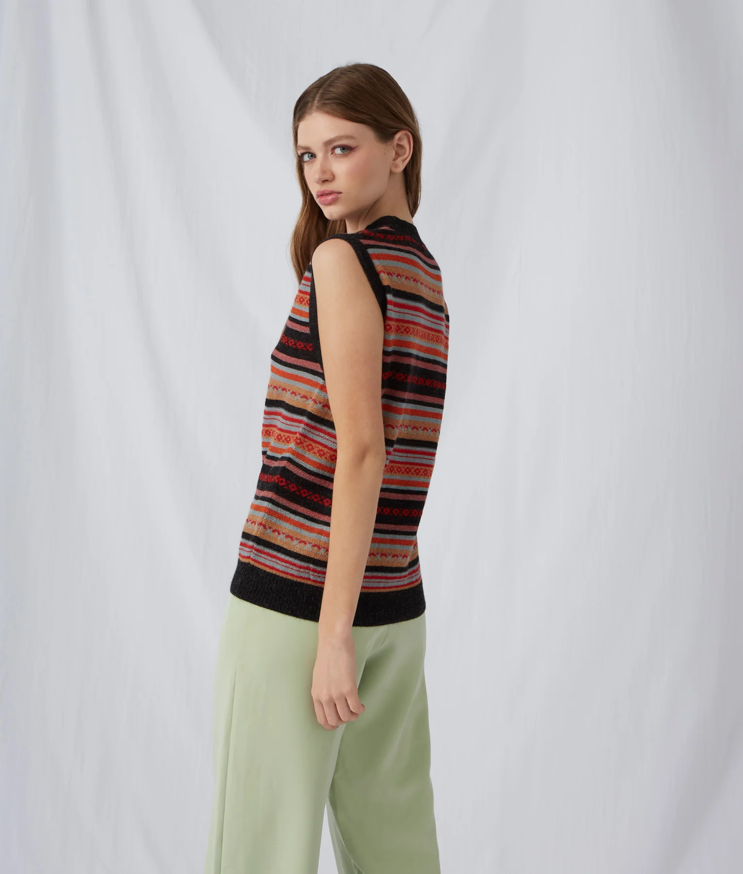 Striped Links & Jacquard Scoope Neck Vest - Red Lollipop And Iron Door - Image 3