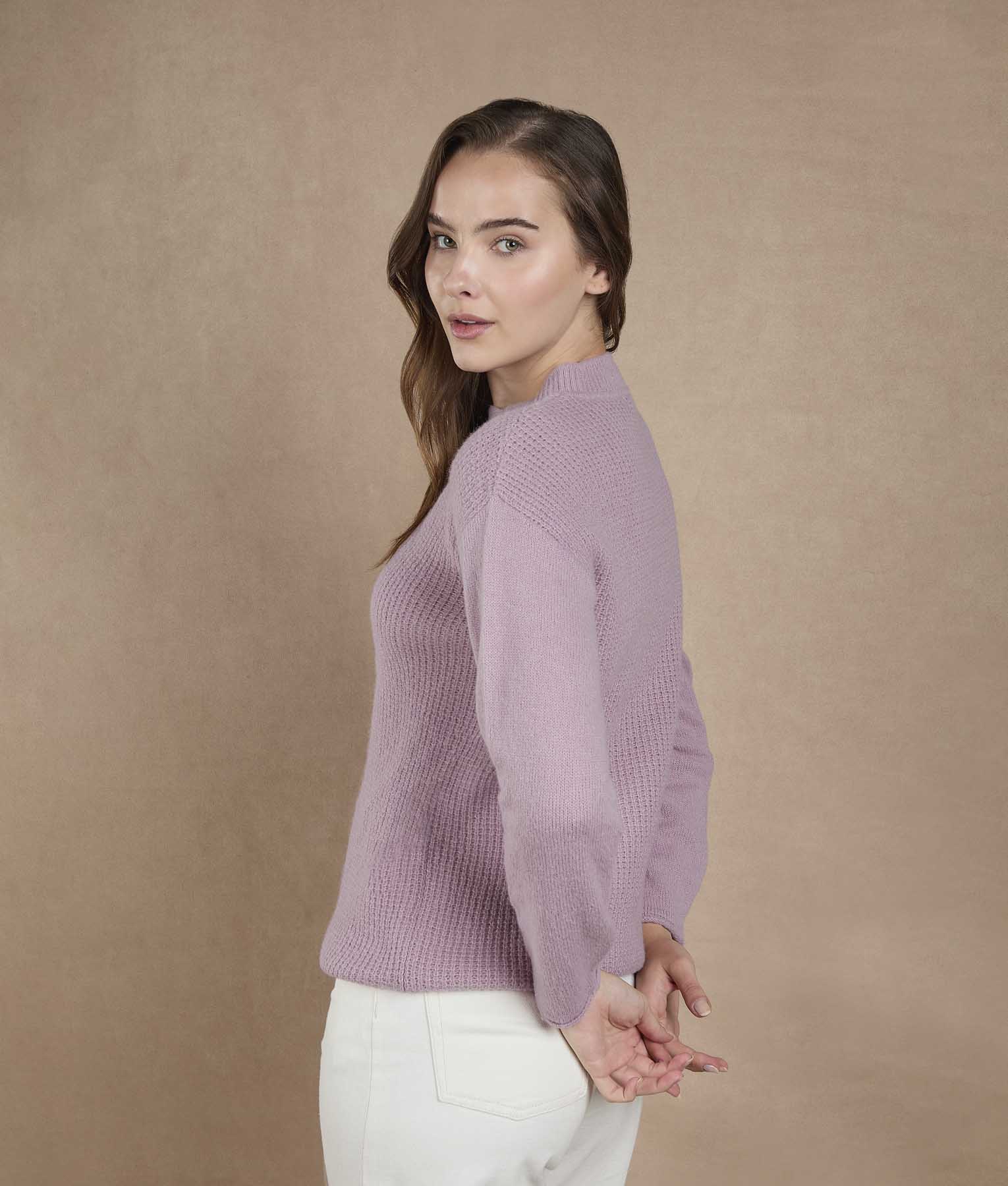 Pink Lavender Mock Neck Sweater - Image 3