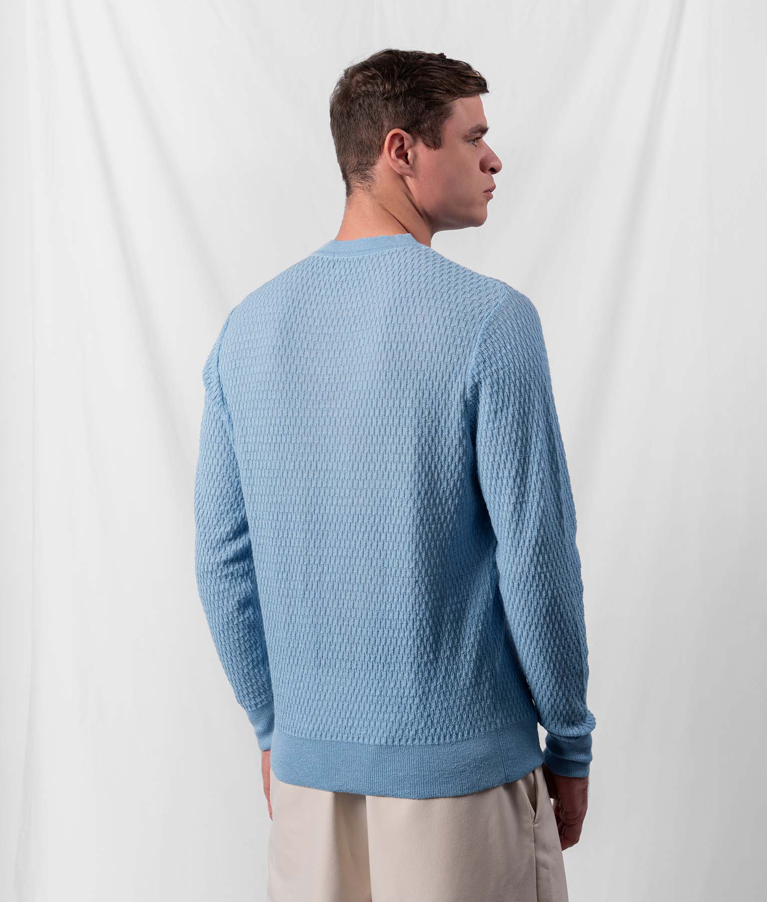 The Drops O Neck Men'S Sweater - Light Sky Blue - Image 2