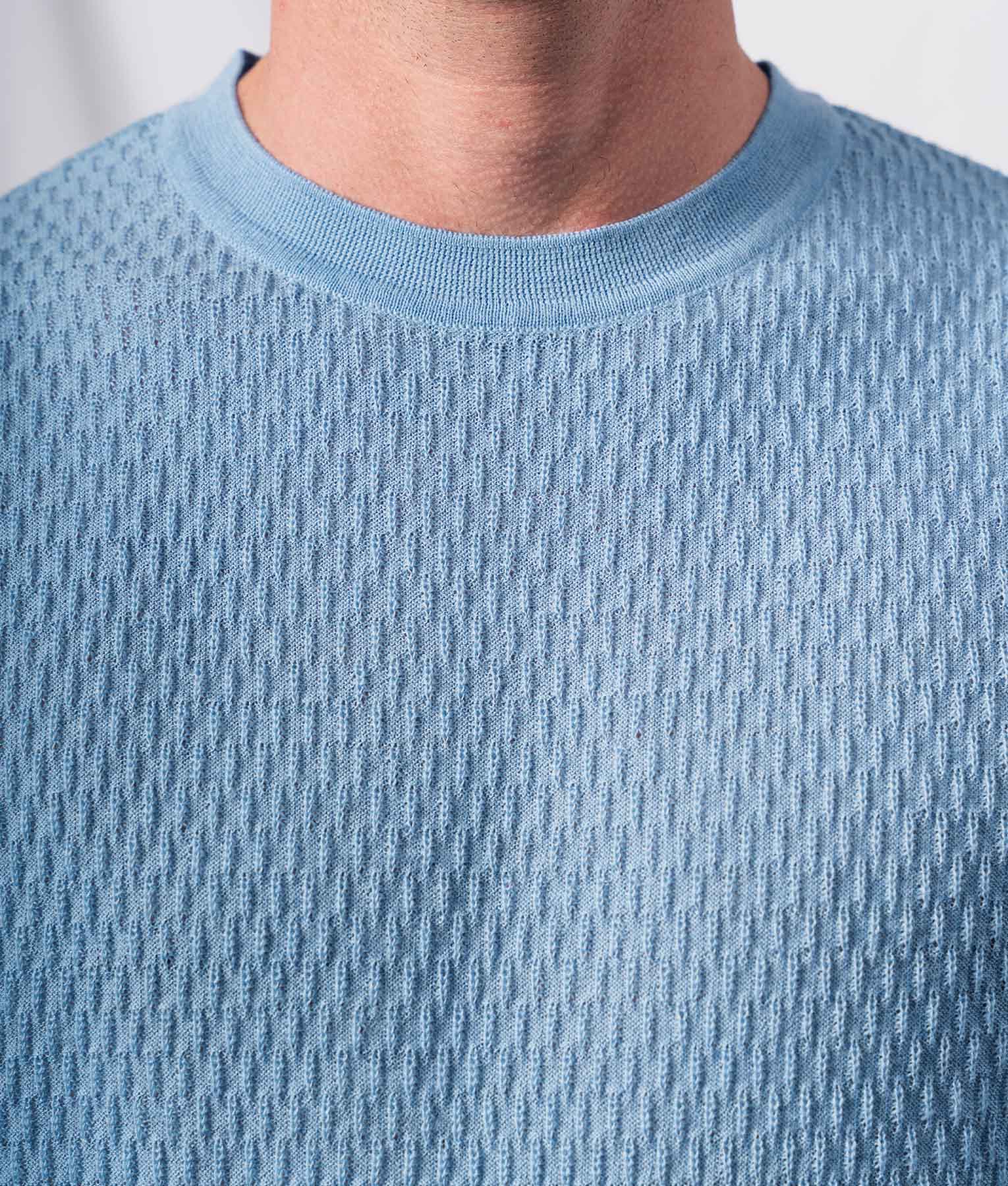 The Drops O Neck Men'S Sweater - Light Sky Blue - Image 3