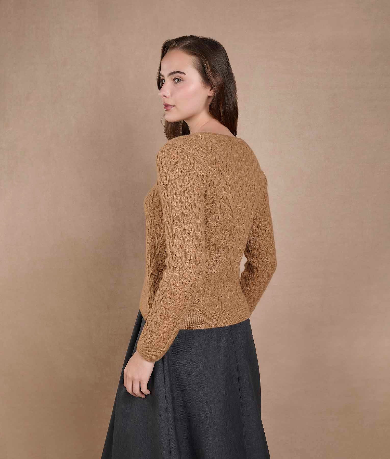Toasted Coconut Leafy Lace Sweater - Image 3