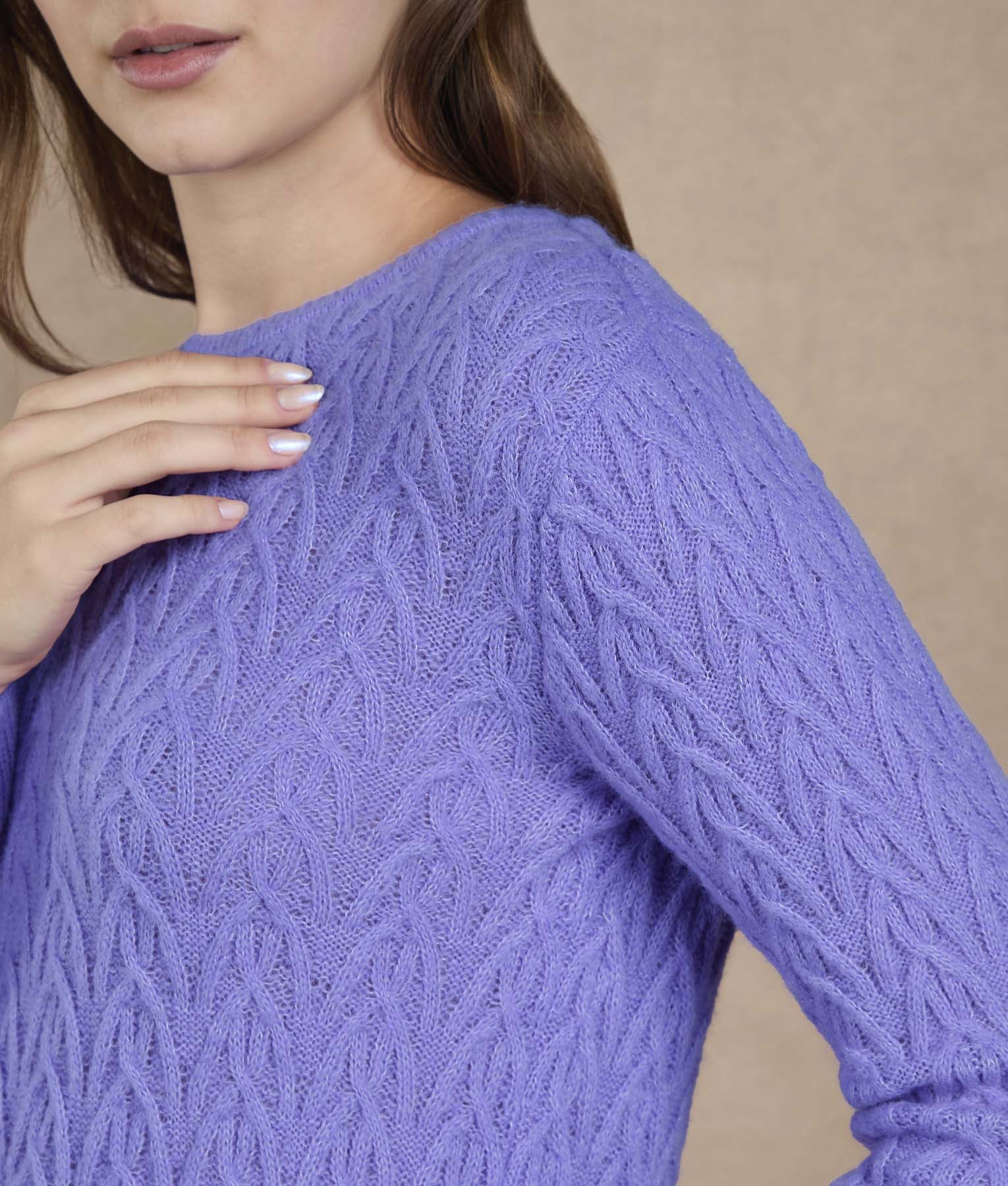 Violet Leafy Lace Sweater - Image 2