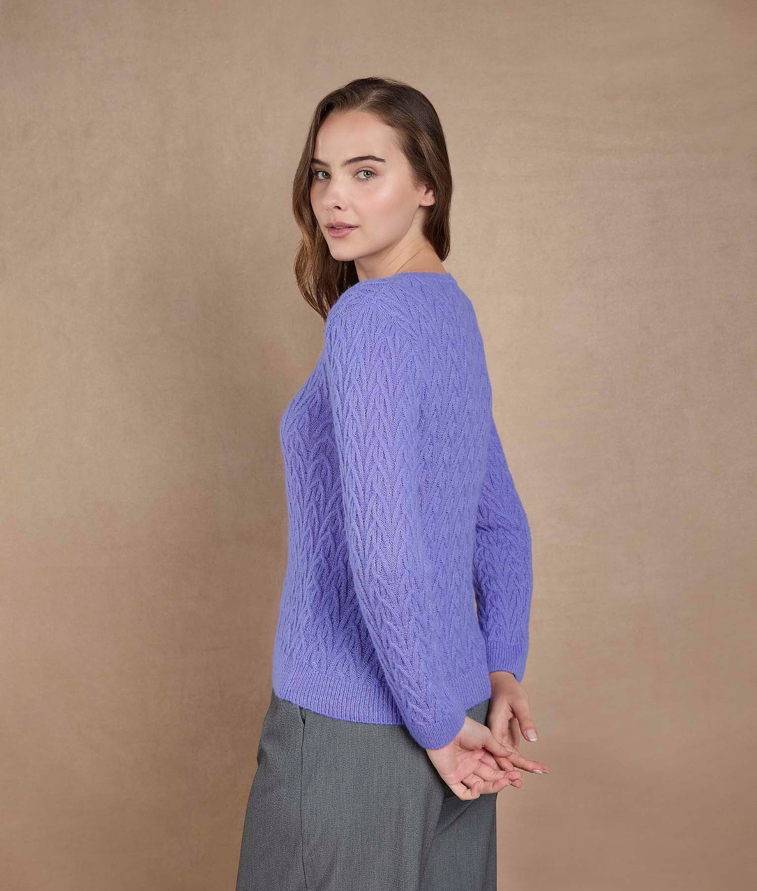 Violet Leafy Lace Sweater - Image 3