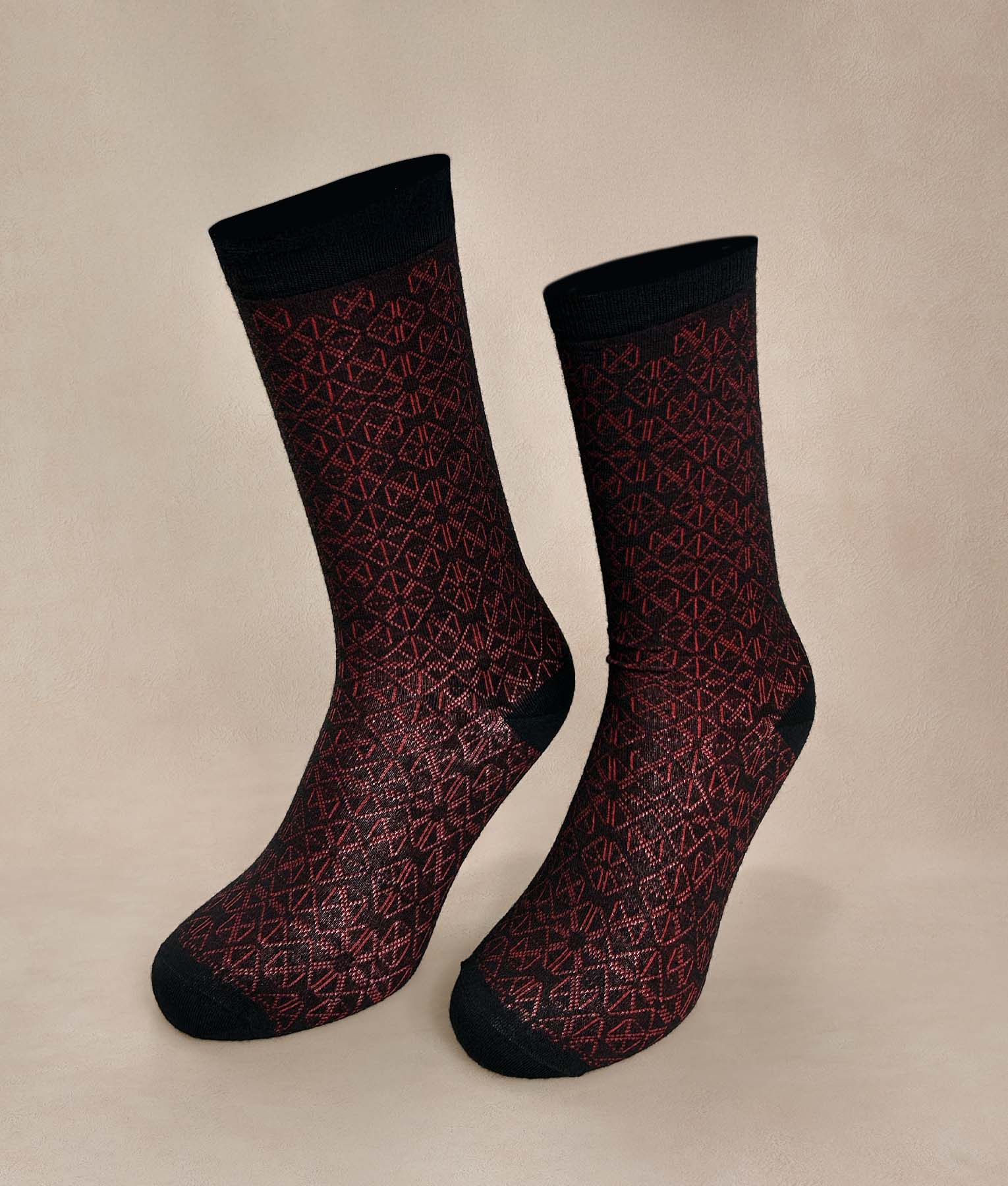 Women Socks Textured - red